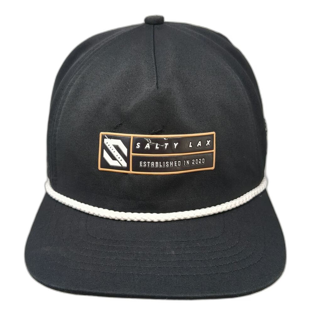 Spacecraft 5 Panel Black One Size Salty Lax Lacrosse Rope Topo Snapback Hat